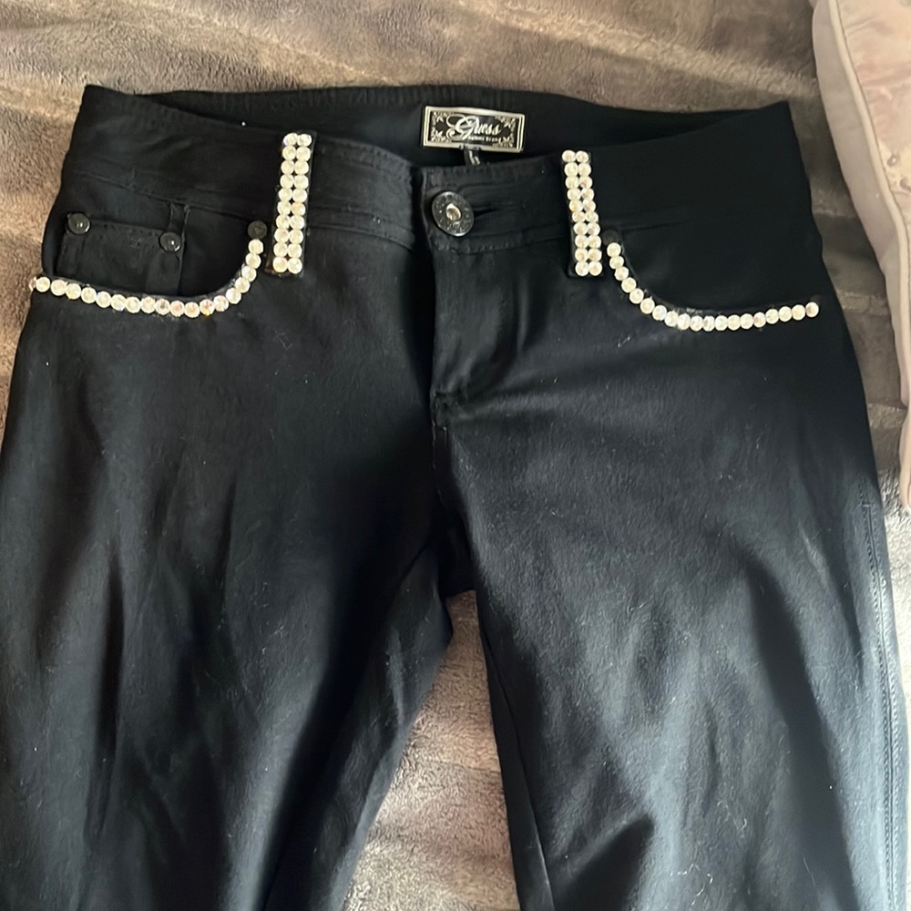 Guess black stretchy pants with Sharonsky  stones